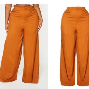 Plus Rust Pleat Detail Wide Leg Pants